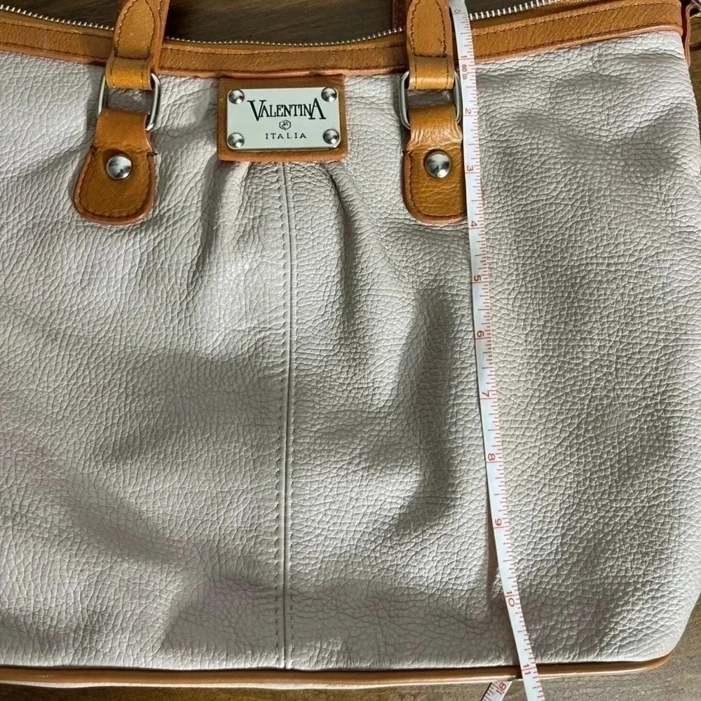 Valentina Italia Taupe and‎ Saddle Leather Bag